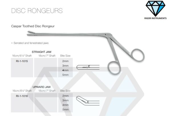 Caspar Toothed Disc Rongeur Straight Jaw - Neuro Surgical Instrument