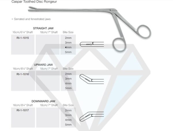 Caspar Toothed Disc Rongeur Upward and Downward Jaw - Neuro Surgical Instrument