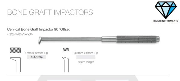 Cervical Bone Graft Impactor 90 Degree Offset 3.5mm-6mm Tip - Neuro Surgical Instrument