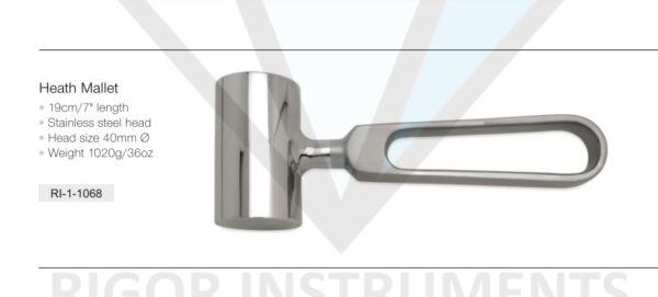 Heath Mallet Stainless Steel Head 40mm - Neuro Surgical Instrument