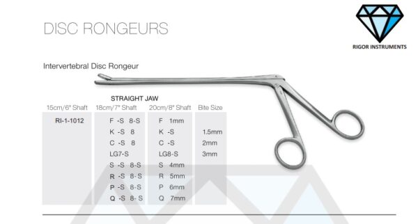 Intervertebral Disc Rongeur Straight Jaw - Neuro Surgical Instrument