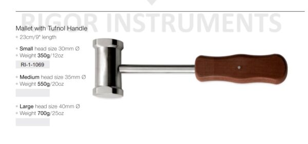 Mallet With Tufnol Handle 30mm - Neuro Surgical Instrument