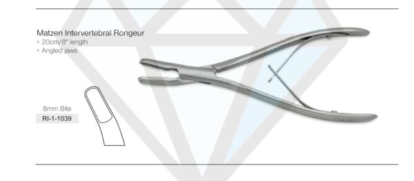 Matzen Intervertebral Rongeur 8mm Angled Jaw - Neuro Surgical Instrument