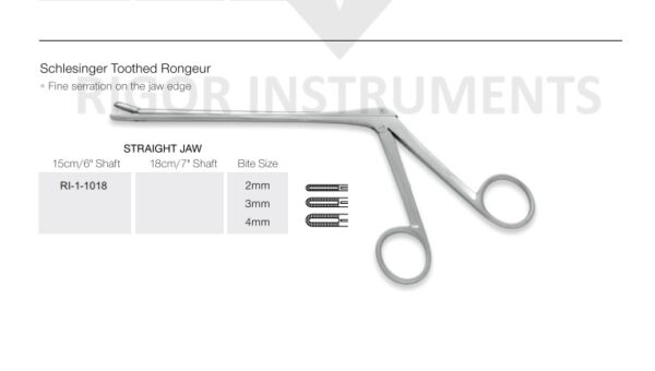 Schlesinger Toothed Rongeur Straight Jaw - Neuro Surgical Instrument