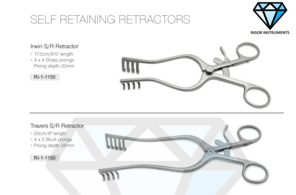 Travers Self Retaining Retractor 4×5 Prongs 26mm – Neuro Surgical Instrument