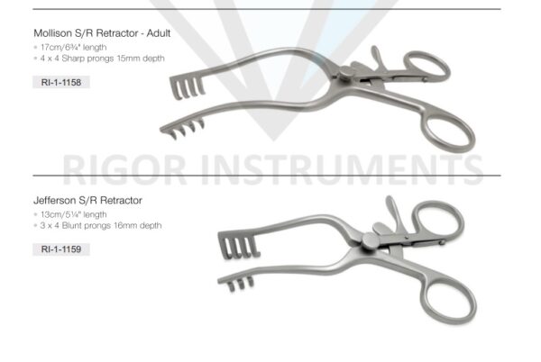 Jefferson Self Retaining Retractor 3×4 Sharp Prongs Depth 16mm