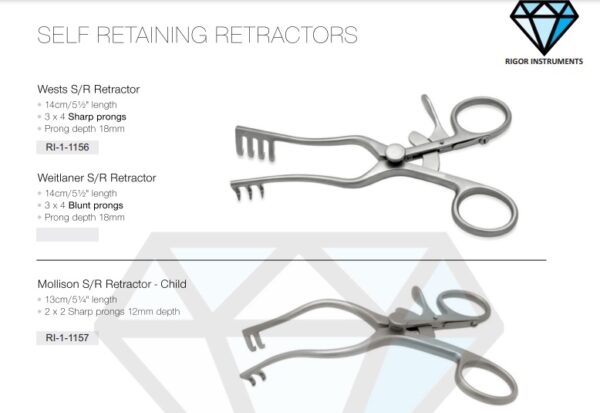 Weitlaner Self Retaining Retractor 3×4 Blunt Prongs Depth 18mm