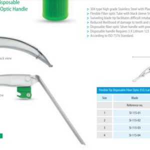 (100mm, 18mm) Flexible Tip Disposable Fiber Optic (F.O.) Laryngoscope Blade # 1